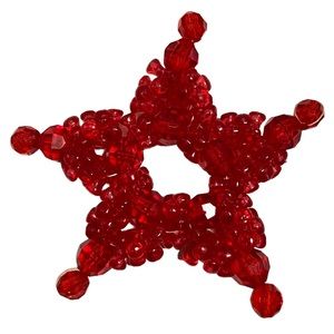 Vintage Beaded Red Starburst Snowflake Christmas Ornament